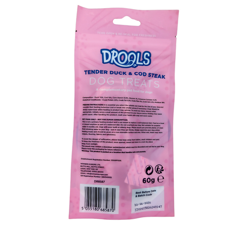 Drools Tender Duck & Cod Steak Dog Treats 60g (DR8587)