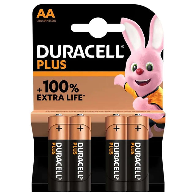 Duracell Plus AA LR6 Alkaline Batteries - 4 Pack