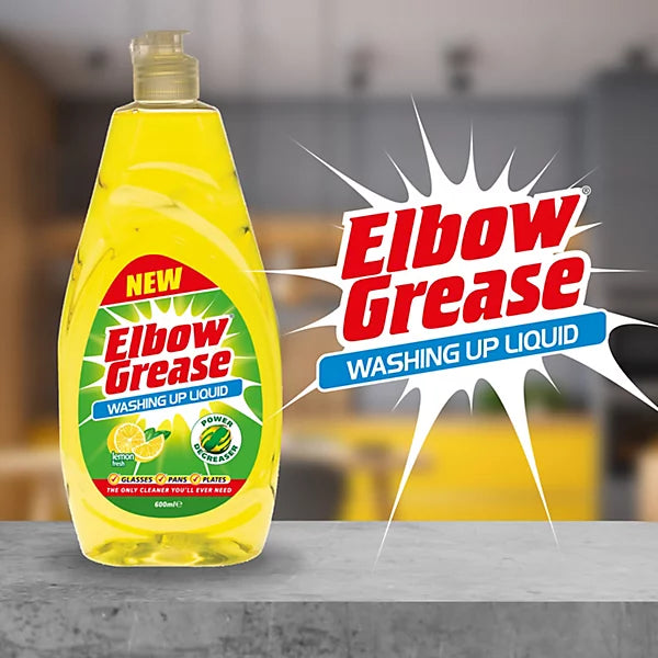 Elbow Grease Washing Up Liquid Lemon Fresh 600ml | Pack of 12