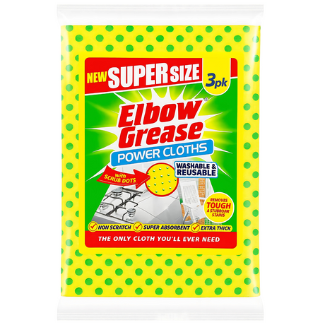 Elbow Grease Super Size Power Cloths & Microfiber Pack of 3