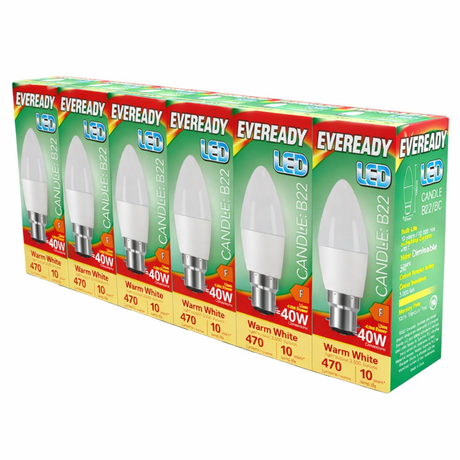 Eveready 4.9W LED Candle Bulbs B22 3,000K (Warm White) | Pack of 6