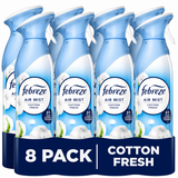 Febreze Air Mist Cotton Fresh Air Freshener 185ml | Pack of 8