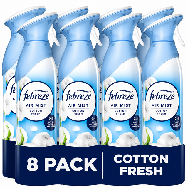Febreze Air Mist Cotton Fresh Air Freshener 185ml | Pack of 8
