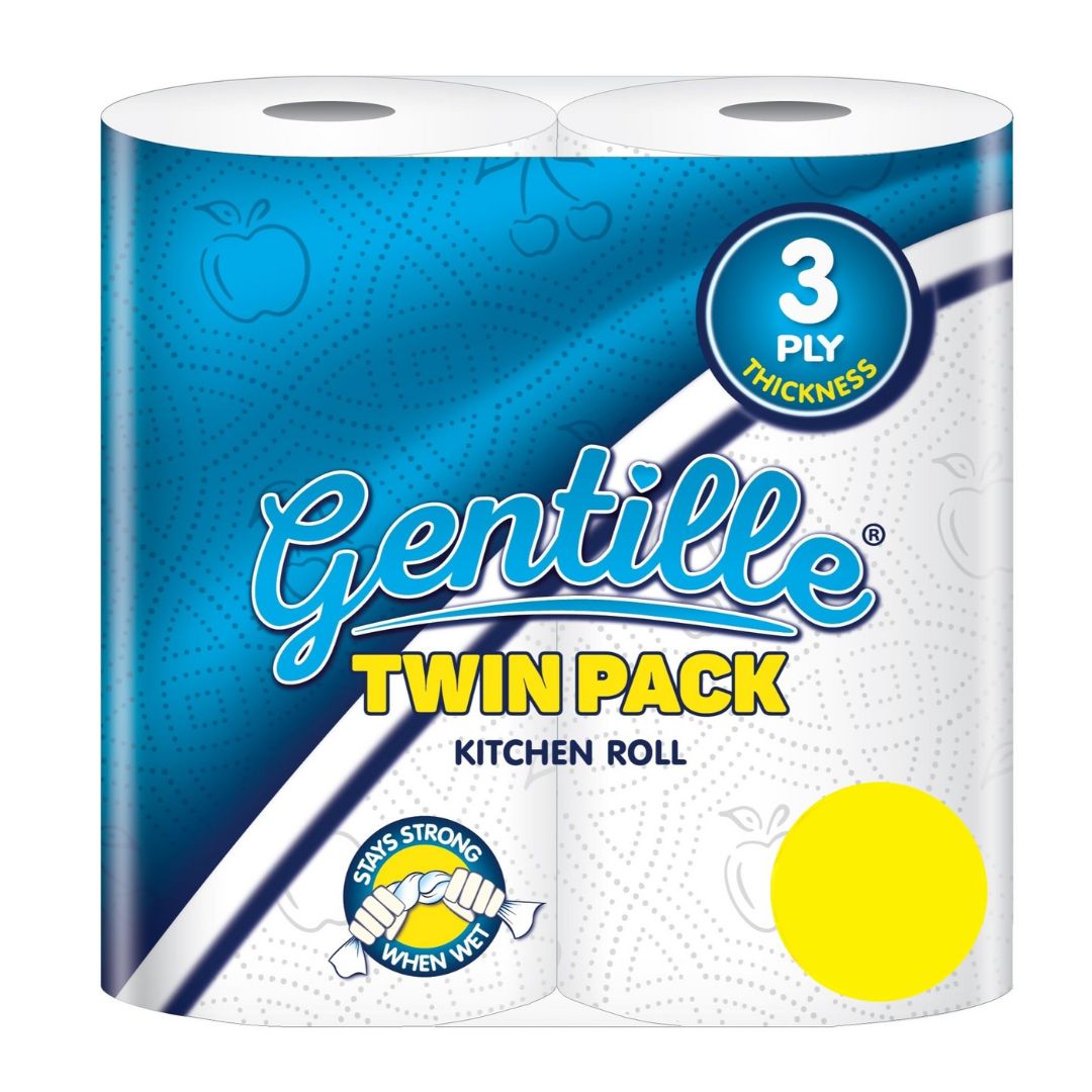 Gentille 3ply White Embossed Kitchen Rolls - Pack of 2 Rolls