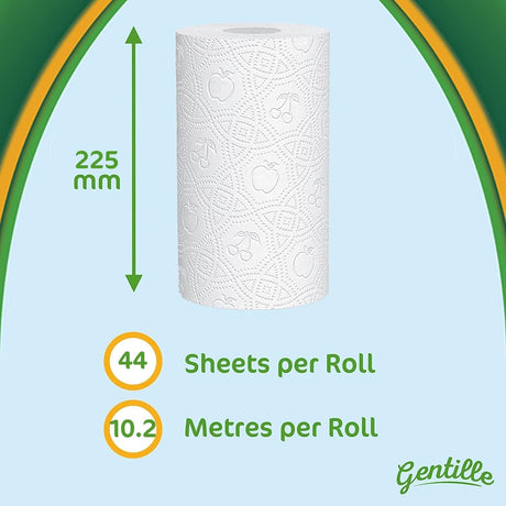 Gentille 3ply White Embossed Kitchen Rolls - Pack of 2 Rolls