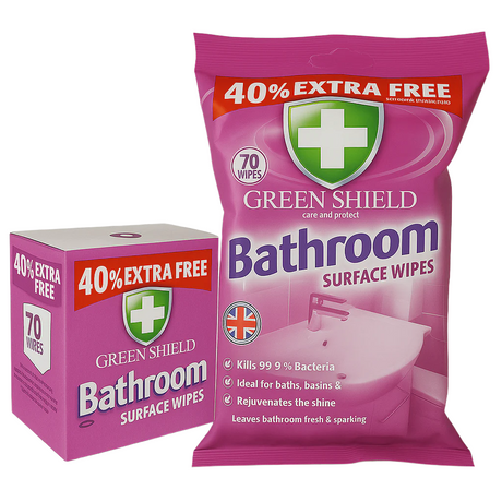 Green Shield Bathroom Surface Wipes 70s I Pack of 12