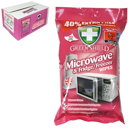 Green Shield Microwave & Fridge Freezer Wipes 70s I Pack of 12 