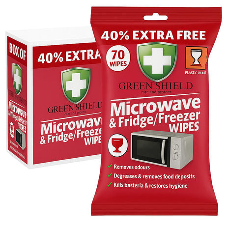 Green Shield Microwave & Fridge Freezer Wipes 70s I Pack of 12 