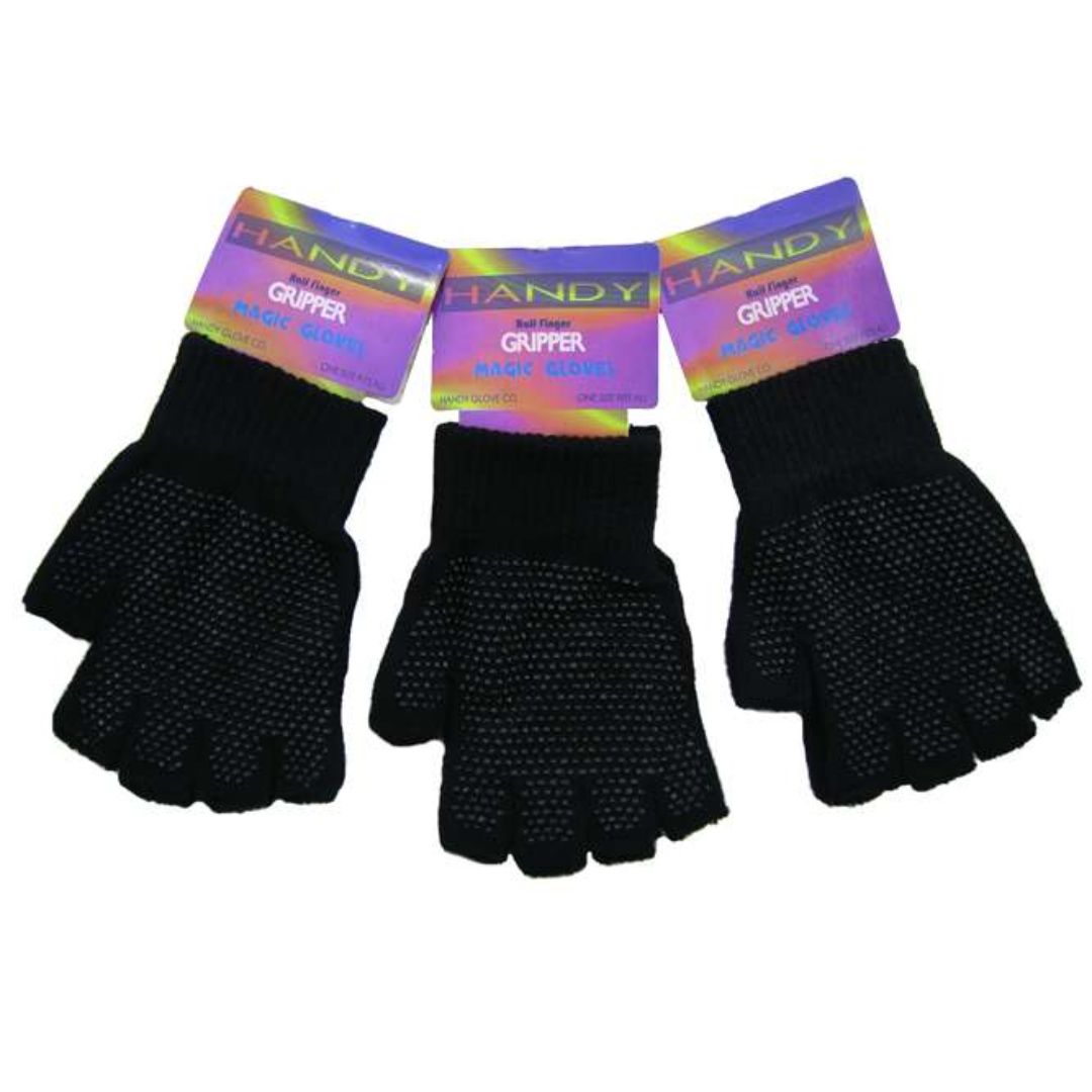 Handy Black Half Finger with Gripper Magic Gloves GLM-109