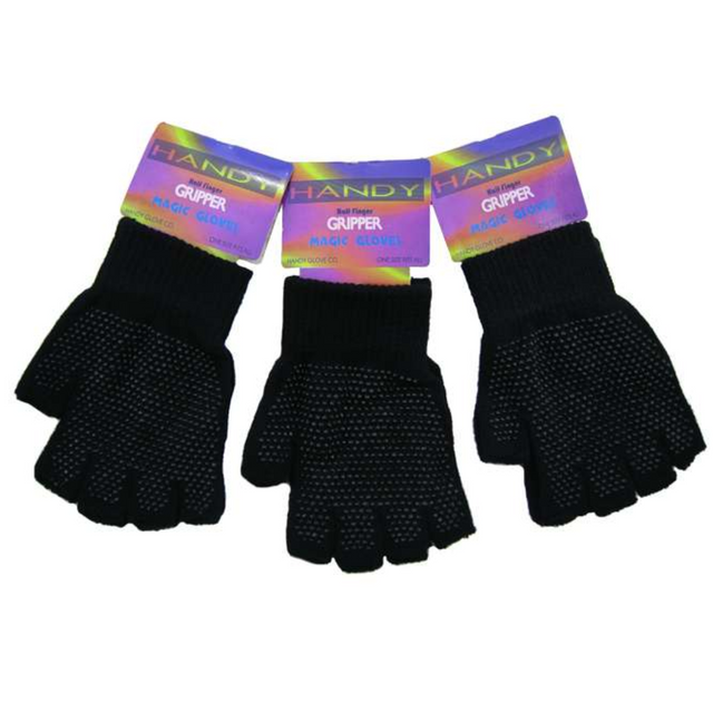 Handy Black Half Finger with Gripper Magic Gloves GLM-109