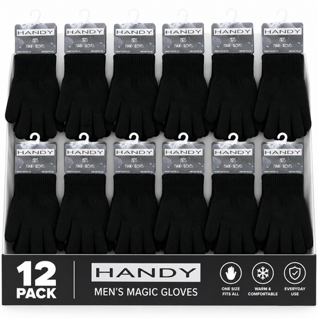 Handy Adult's Mens Black Magic Gloves GLM-110 | Pack of 12