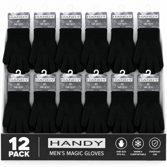 Handy Adult's Mens Black Magic Gloves GLM-110 | Pack of 12