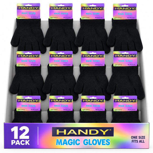 Handy Black One Size Magic Gloves GLM-105 | Pack of 12