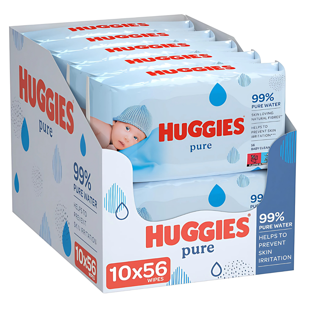 Huggies Pure 99% Water Baby Wipes 56s | Pack of 20