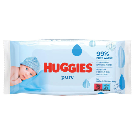 Huggies Pure 99% Water Baby Wipes 56s | Pack of 10