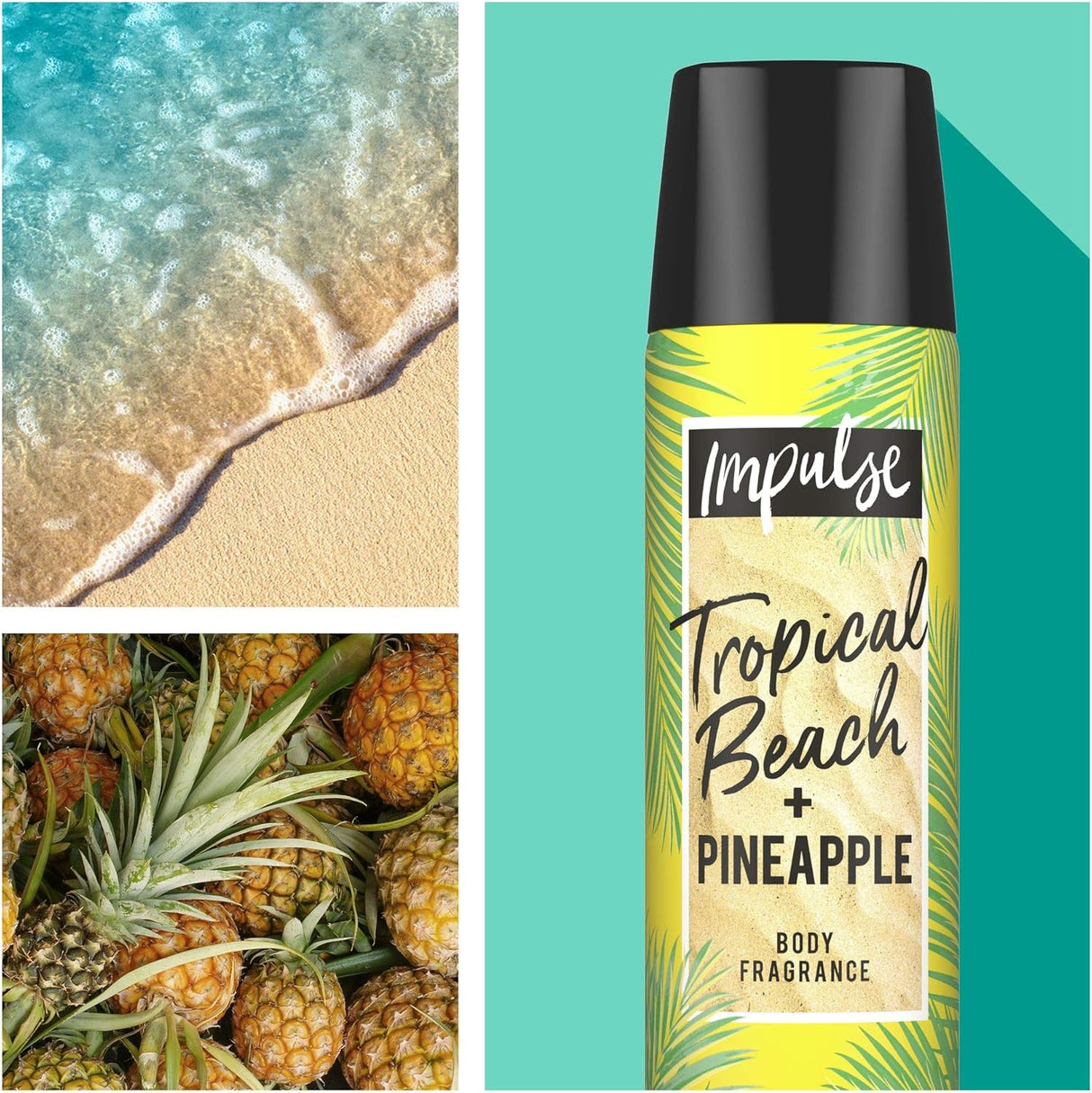 Impulse Tropical Beach & Pineapple Body Spray 75ml | Pack of 6