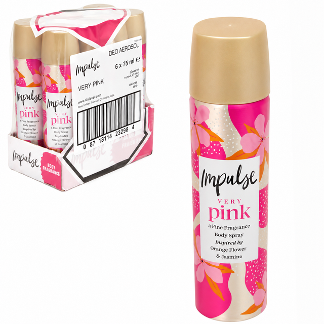Impulse Very Pink Body Spray 75ml | Pack of 6