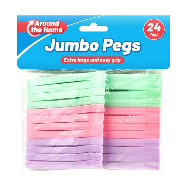 Jumbo Plastic Clothes Pegs with Easy Grip - Pack of 24