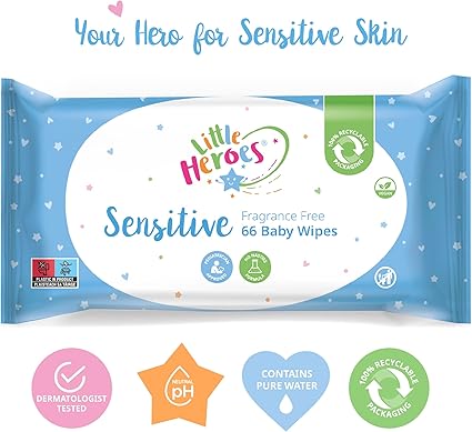Little Heroes Sensitive Fragrance Free Baby Wipes 66s
