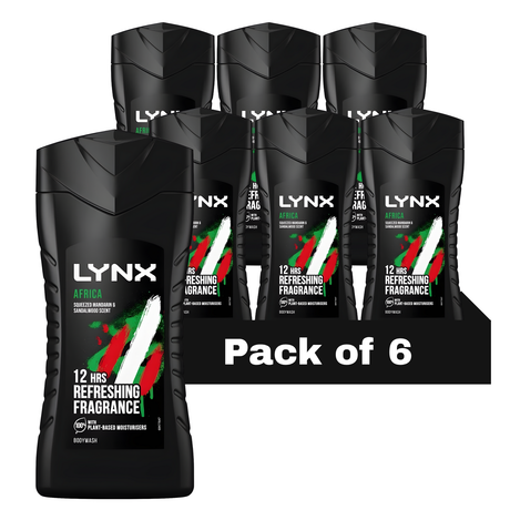 Lynx Africa Body Wash Shower Gel 225ml | Pack of 6