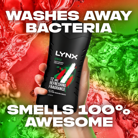 Lynx Africa Body Wash Shower Gel 225ml | Pack of 6