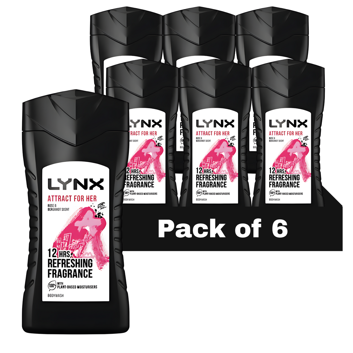 Lynx Attract for Her Body Wash Shower Gel 225ml | Pack of 6