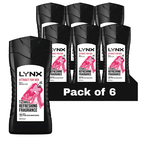 Lynx Attract for Her Body Wash Shower Gel 225ml | Pack of 6