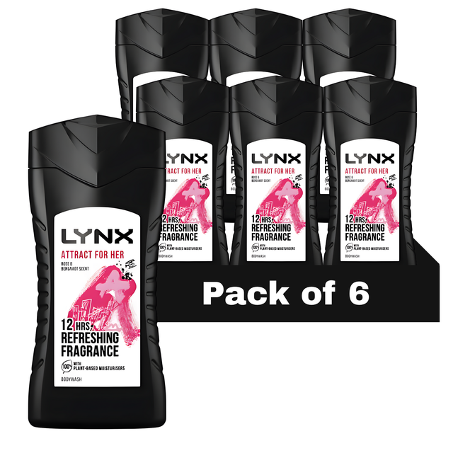 Lynx Attract for Her Body Wash Shower Gel 225ml | Pack of 6