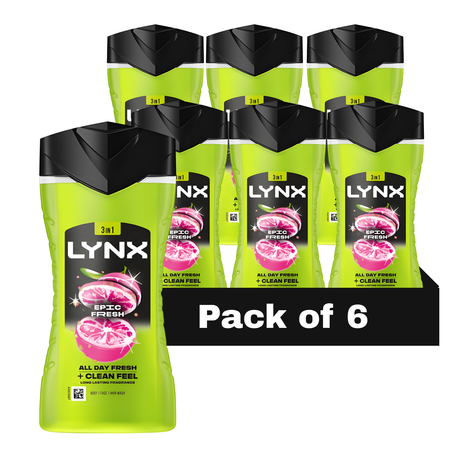Lynx Epic Fresh Body Wash Shower Gel 225ml | Pack of 6