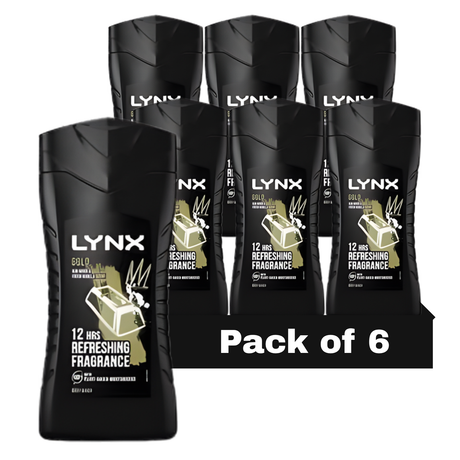 Lynx Gold Body Wash Shower Gel 225ml | Pack of 6