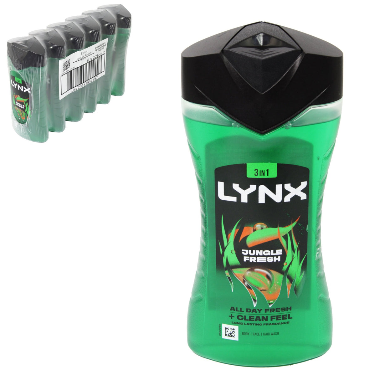 Lynx Jungle Fresh Body Wash Shower Gel 225ml | Pack of 6