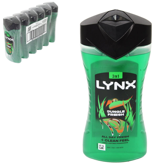 Lynx Jungle Fresh Body Wash Shower Gel 225ml | Pack of 6