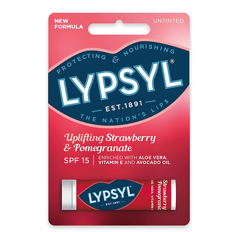 Lypsyl Strawberry & Pomegranate Lip Balm SPF15 Carded Stick 4.2g | Pack of 9