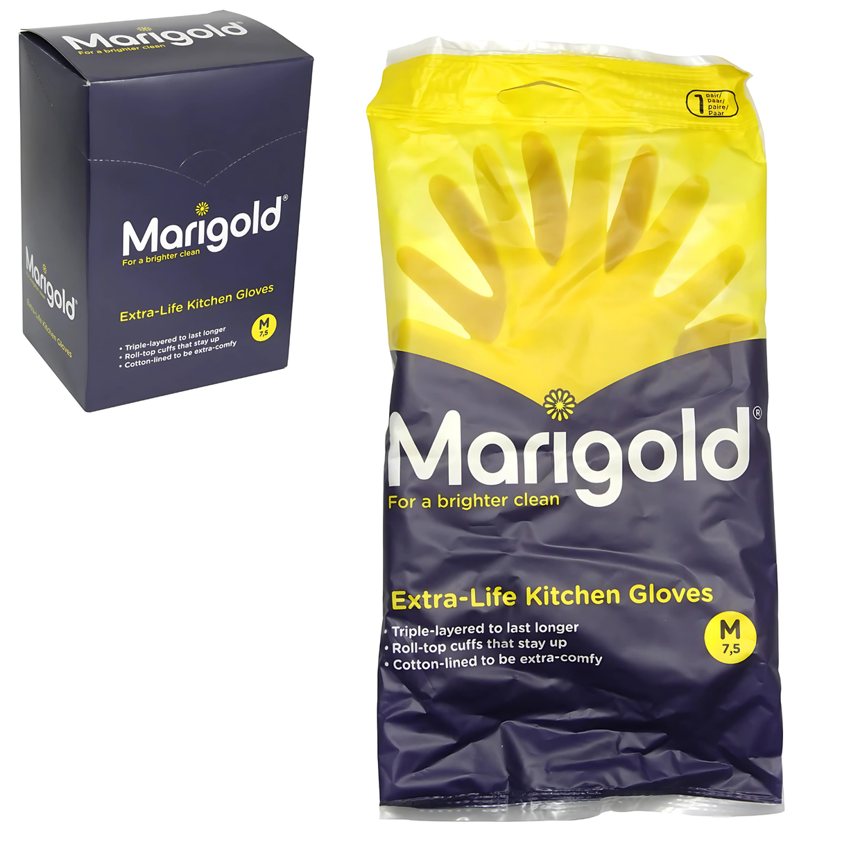 Marigold Kitchen Gloves Medium Size | Pack of 6