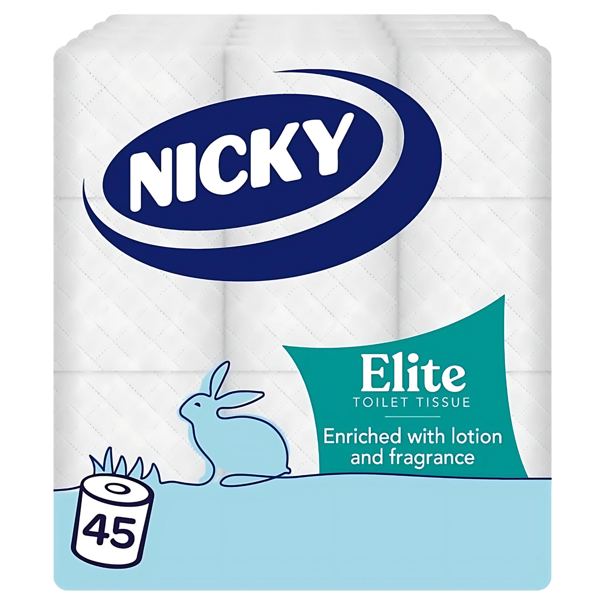 Nicky Elite 3 Ply Quilted Toilet Roll White | Pack of 45
