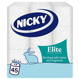 Nicky Elite 3 Ply Quilted Toilet Roll White | Pack of 45