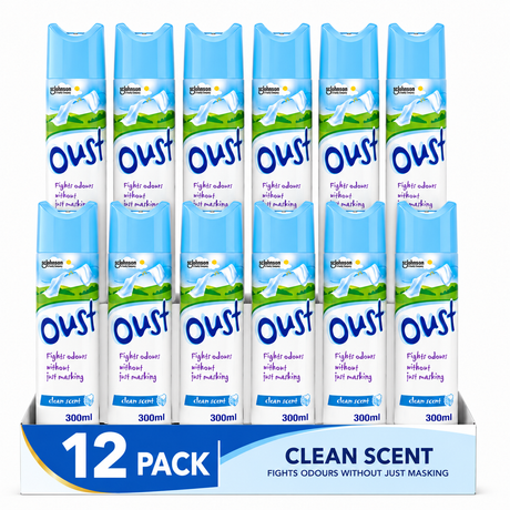 Oust Odour Eliminator Clean Scent Air Freshener 300ml | Pack of 12