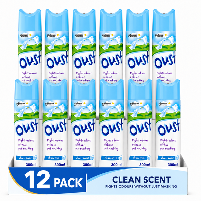 Oust Odour Eliminator Clean Scent Air Freshener 300ml | Pack of 12