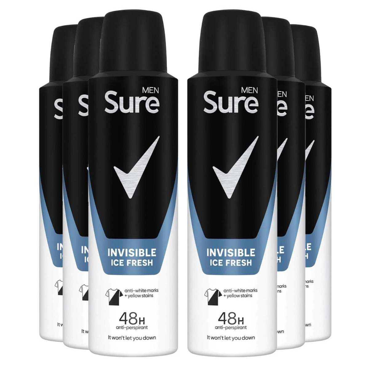 Pack of 6 | Sure Men Invisible Ice Fresh AP Deodorant 150ml