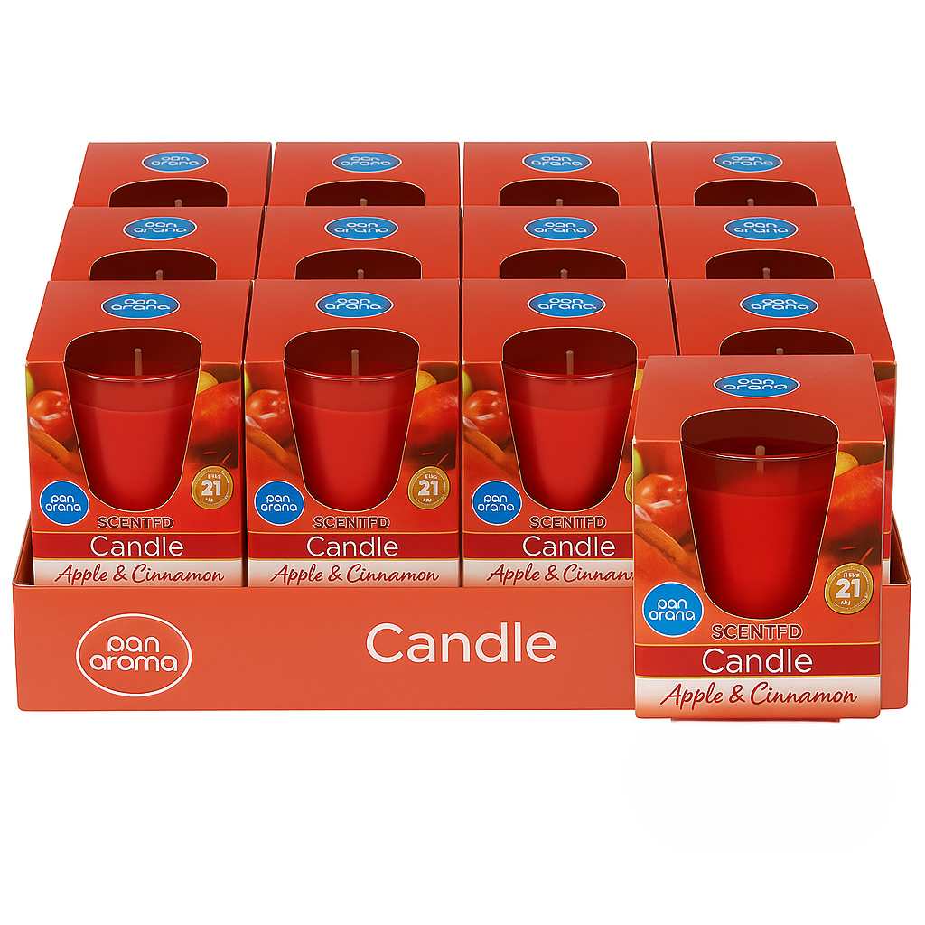 Pan Aroma Glass Candle Apple & Cinnamon 85g | Pack of 12