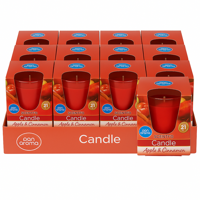 Pan Aroma Glass Candle Apple & Cinnamon 85g | Pack of 12