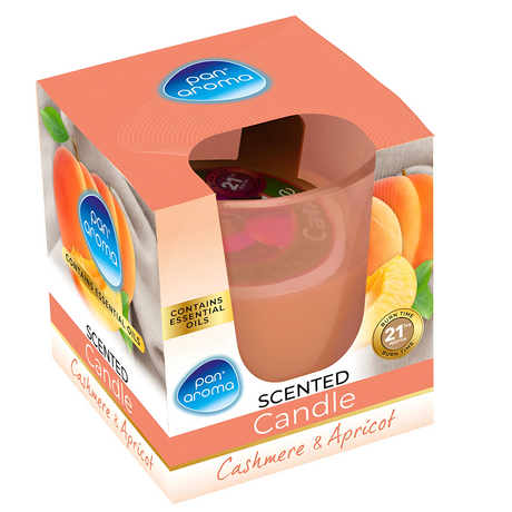 Pan Aroma Glass Candle Cashmere & Apricot 85g | Pack of 12