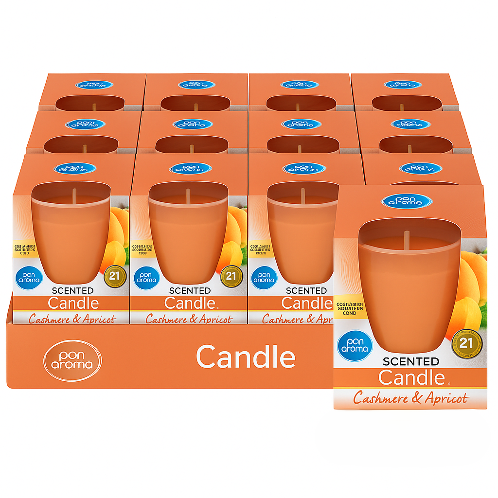 Pan Aroma Glass Candle Cashmere & Apricot 85g | Pack of 12