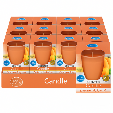 Pan Aroma Glass Candle Cashmere & Apricot 85g | Pack of 12