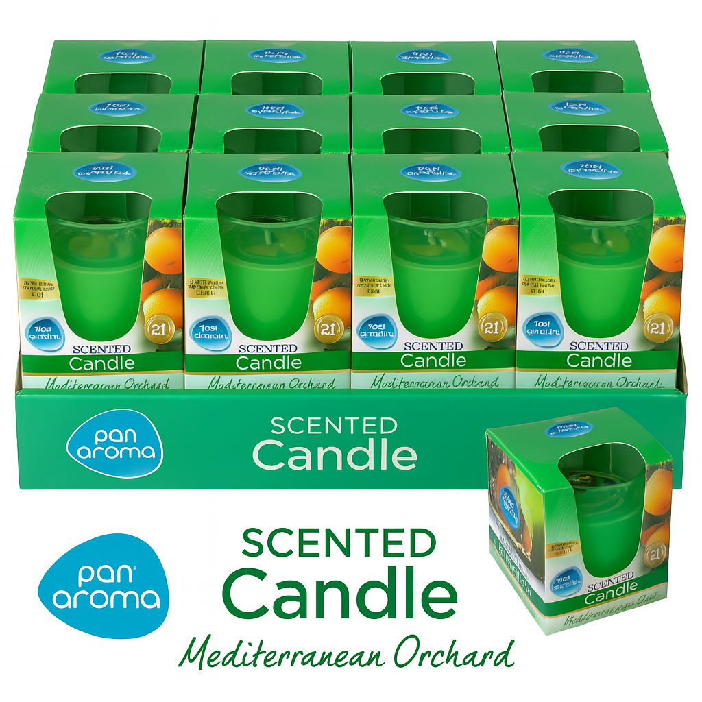 Pan Aroma Glass Candle Mediterranean Orchard 85g | Pack of 12