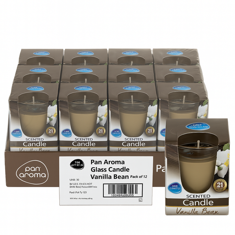 Pan Aroma Glass Candle Vanilla Bean 85g | Pack of 12
