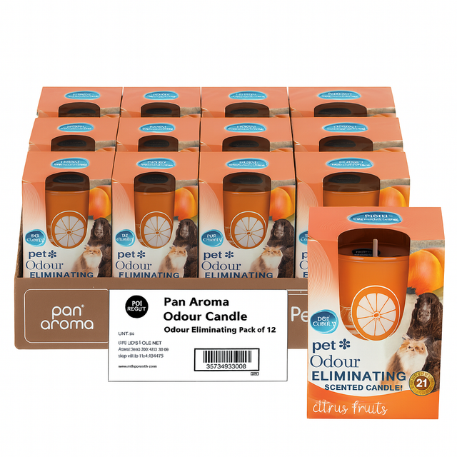 Pan Aroma Pet Odour Eliminating Citrus Fruits Scented Candle 120g | Pack of 12