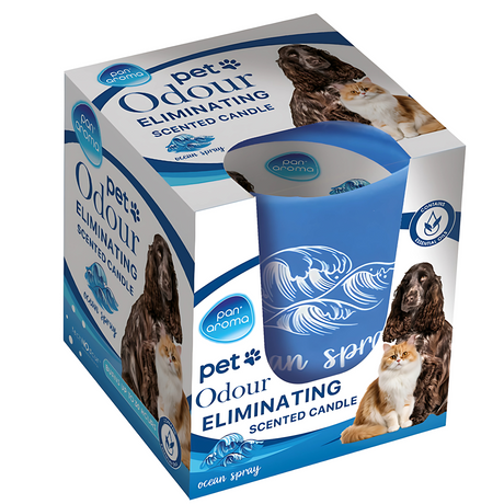 Pan Aroma Pet Odour Eliminating Ocean Spray Scented Candle 120g | Pack of 12