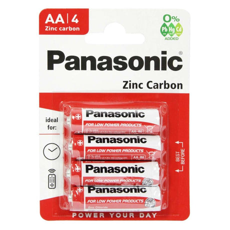 Panasonic Zinc Carbon AA Batteries - 4 Pack