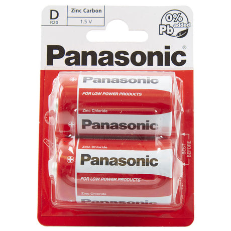 Panasonic Zinc Carbon D Batteries - 2 Pack